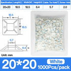 250/500/1000PCS Self-Adhesive Cable Tie Mounts, Strong Sticky Base Wire Holder Clips for Wall Fixing, Cable Routing Management