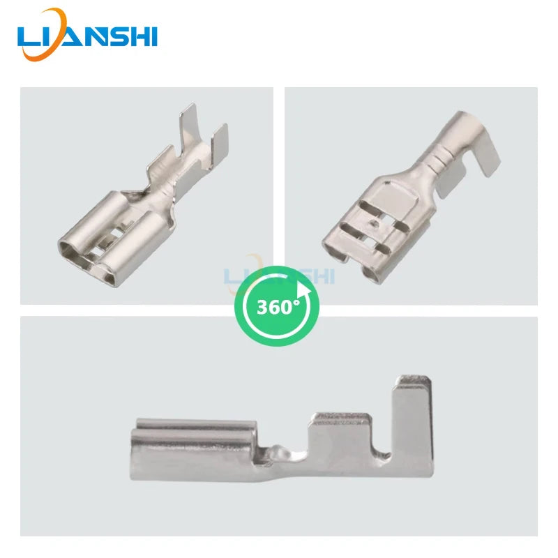 100pcs 6.3 Automobile wiring copper terminal 250 spring terminal height 0.4 thick copper tinned DJ622-D6.3C