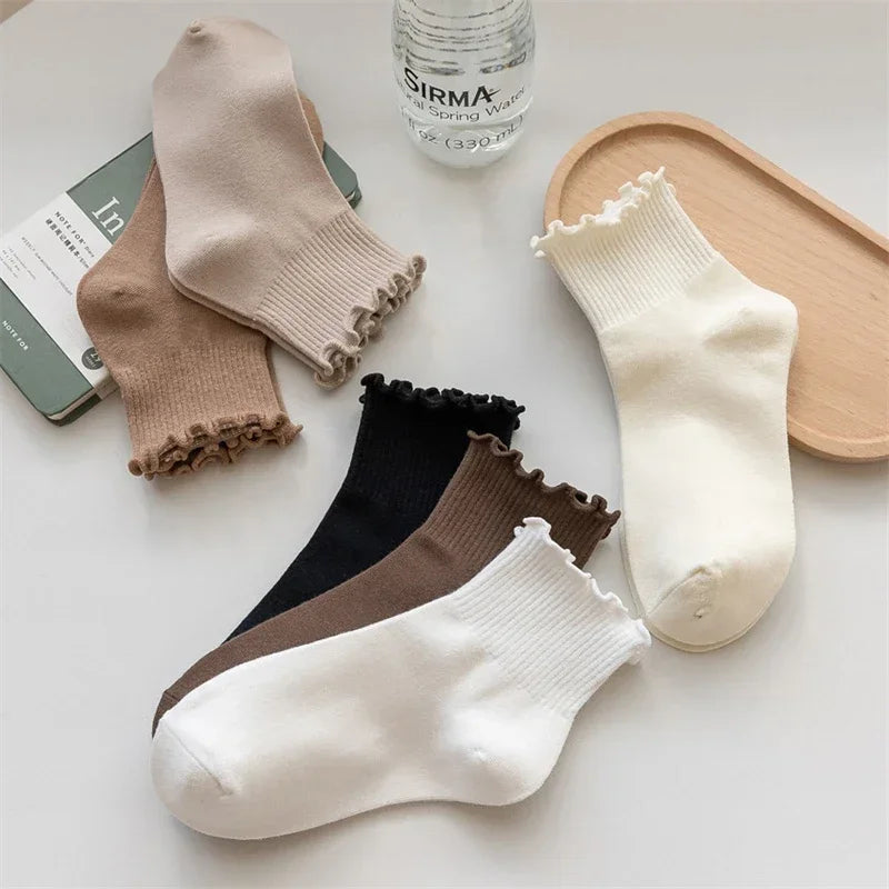 Socks Women's Mid-tude Autumn Fashion Ins Wooden Ear Socks Japanese Pile Pile Socks Preppy Sweet Socks For Women Amagi