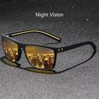 Retro Polarized Sunglasses for Men Lightweight TR90 Frame UV400 Protection Square Sun Glasses Night Vision Goggles Amagi