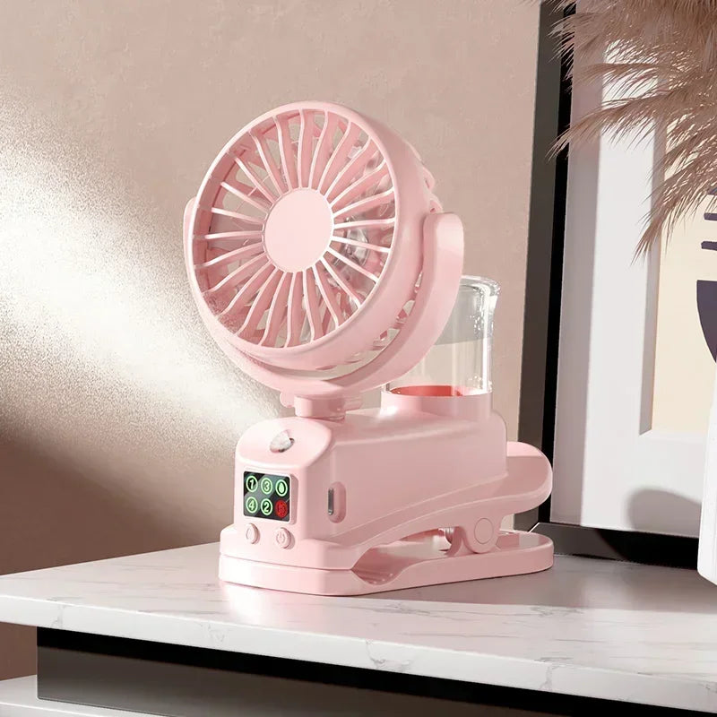 2 in 1 Fan Humidifier Spray Mist USB Rechargeable Portable Desktop Fans Air Conditioner Sprayer Mini Steamer Spray Motorcycle