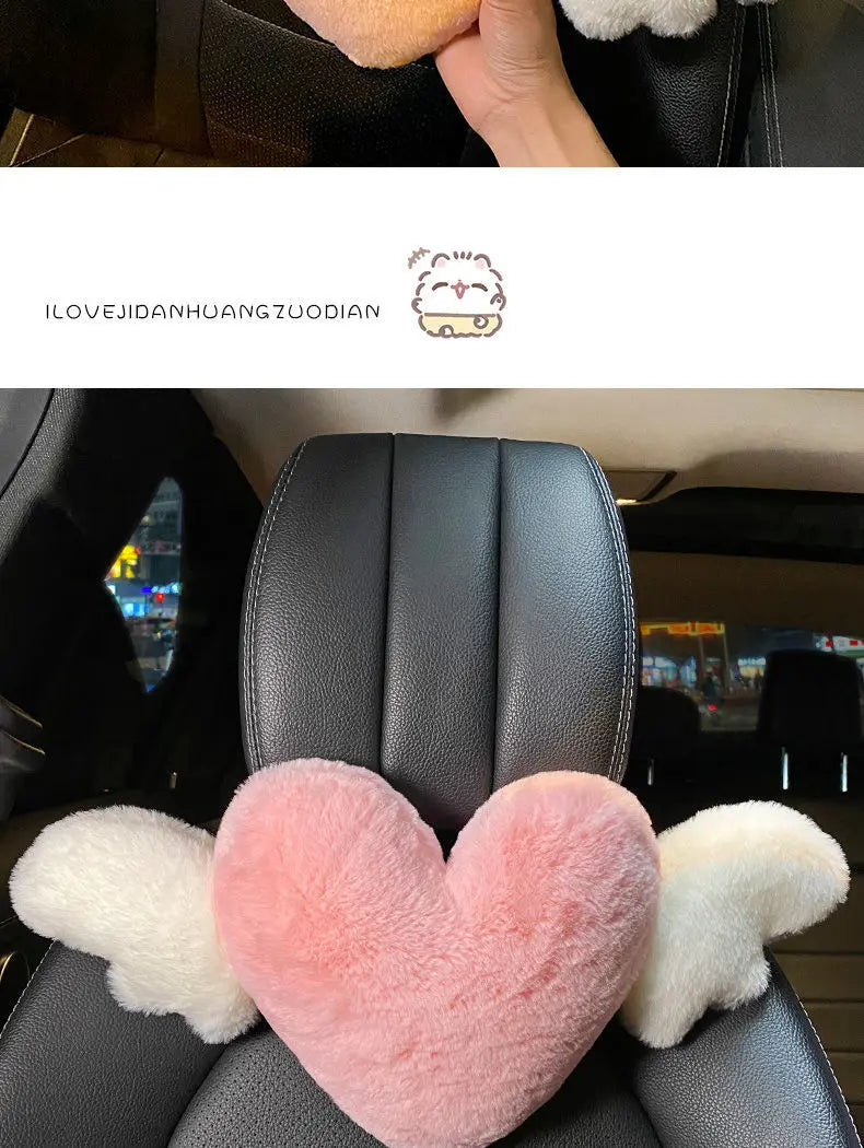 Car head pillow neck pillow cute cartoon love heart back pillow waist pillow seat back cushion Automotive Car Accessories New