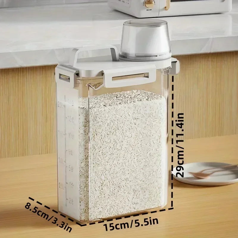 Household Rice Bucket, Insect Proof Sealed Storage Tank, Miscellaneous Grain Storage Box, Transparent Tape Measuring Cup Amagi