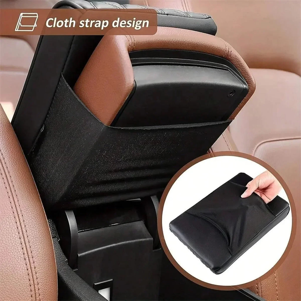 Car Soft Armrest Mat Wave Embroider PU Leather Center Console Arm Rest Protection Cushion Auto Armrests Storage Box Cover Pad