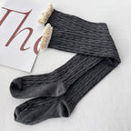 Sweet Lace Thigh High Socks Japanese Style Knitted Long Socks JK Lolita Black White Stockings Women Girls Amagi