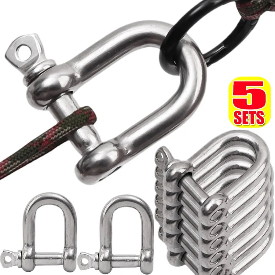 Stainless Steel D Ring Shackle HeavyDuty Ship Rigging Mooring Tow Recovery Clip Boat Vehicle Rope Chain Connector Metal Fastener