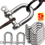 Stainless Steel D Ring Shackle HeavyDuty Ship Rigging Mooring Tow Recovery Clip Boat Vehicle Rope Chain Connector Metal Fastener
