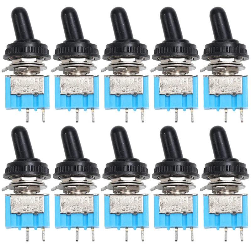 Mini Toggle Switch Waterproof Cap 2Pin 2 Position SPST ON OFF Latching Controller for Car Boat Marine Motorcycle Truck Dashboard