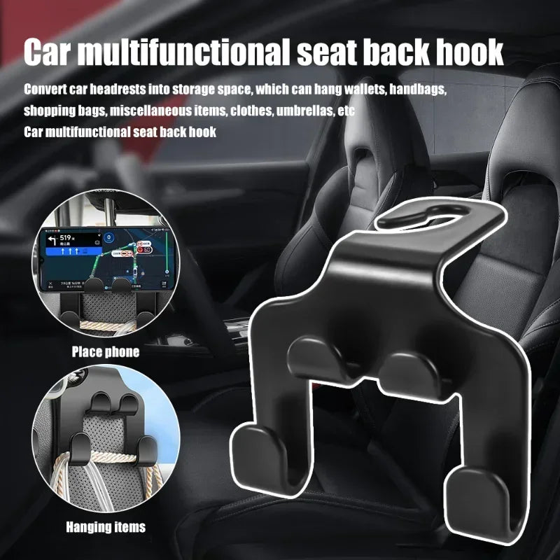 Car Seat Headrest Hook 4 Pack Hanger Storage Organizer Universal for Handbag Purse Coat Fit Universal Vehicle Car Black Amagi