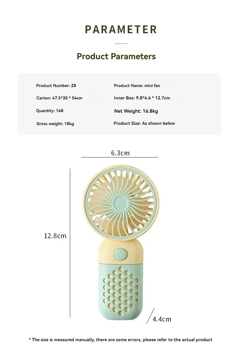 Motorcycle Portable Mini Fan Handheld Fan Lightweight Handy Fan Pocket Size Low Noise Small Electric Student Gift Outdoor Amagi