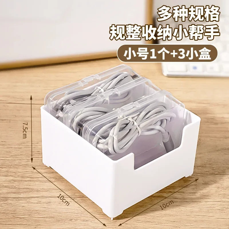 Data Cable Storage Box Home Phone Charger Separate Storage Box Desktop Cable Organizer Multifunctional Storage Organizer Amagi