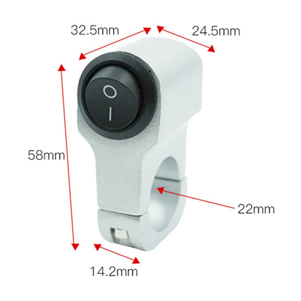 Motorcycle Handlebar Headlight ON/OFF Switch Black/Silver Aluminum Alloy 2-Wire Waterproof Second Gear Switch Motorcycle Parts