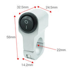 Motorcycle Handlebar Headlight ON/OFF Switch Black/Silver Aluminum Alloy 2-Wire Waterproof Second Gear Switch Motorcycle Parts
