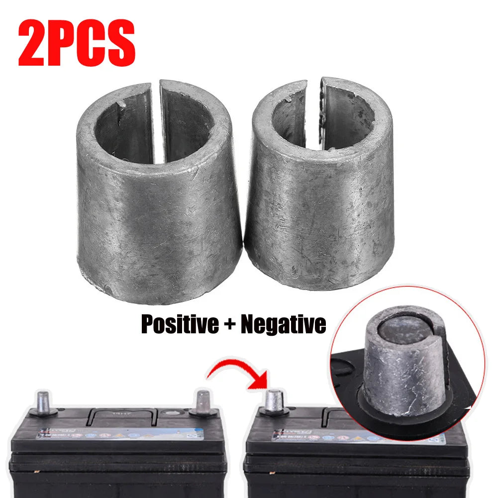 2 Pcs Car Battery Post Adaptors Sleeves Car Battery Terminal Converters Post Adaptors Sleeves Positive Negative Repair Shim