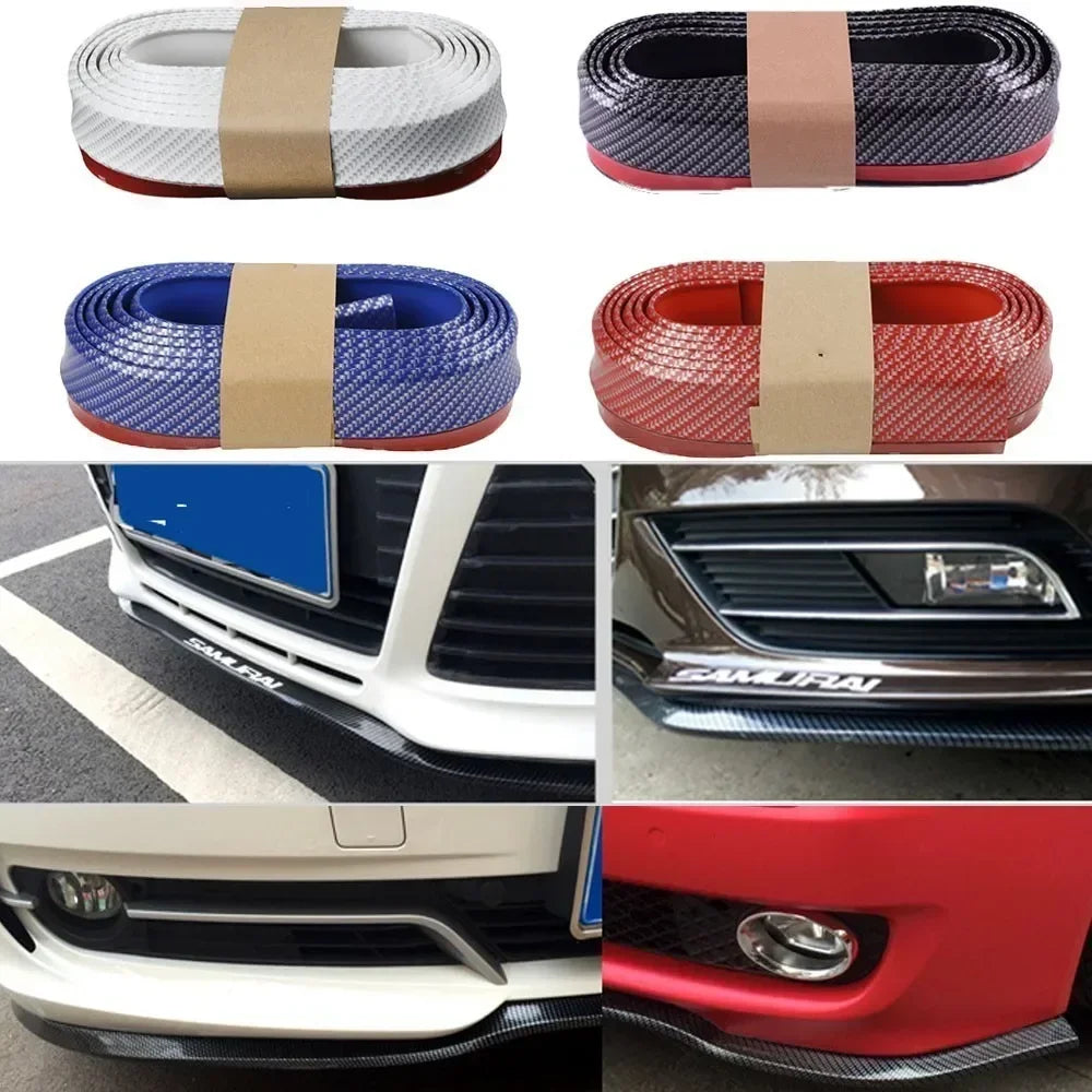 Car Front Bumper Protection Tool Carbon Fiber Strong Adhesive Rubber Universal Front Edge Anti-scratch Protector Amagi