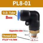 PL Push to Connect Tube Fitting Male Elbow PL4/6/8/10/12mm Tube OD x M5/01/02/03/04 Thread Pneumatic Air Push Fit Lock Fitting