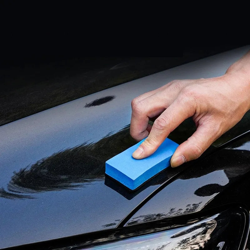 10X Car Sponge Block Cleaning Wax Polish Pad Tool Car Sponge Black Blue Double-Sided Sponge Hand Sanding Block Automotive Care