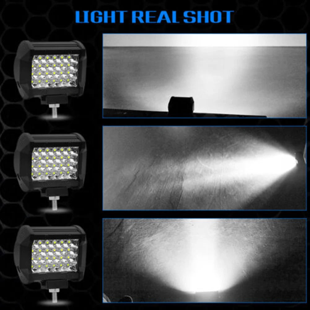 1Pcs LED Light With Accessories 4inch 72W LED Work Light Bar Sport Combo Lamp White For Offroad Driving Truck Tractor Boat Truck