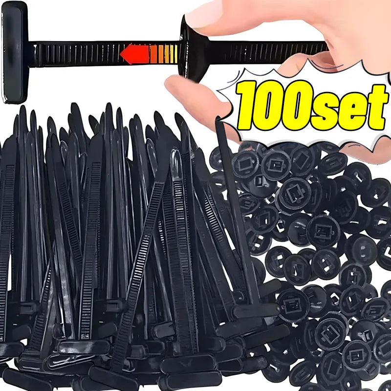 500/10set Universal Nylon Cable Tie Buckle Auto Fastener Screw Replacement Clip Car Fender Trunk Engine Guard Panel Wire Clips