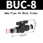 BUC Pneumatic Manual Valve - Straight Head Quick Coupling Steering Switch Manual Ball Valve for Air Hose (4mm,6mm,8mm,10mm,12mm)