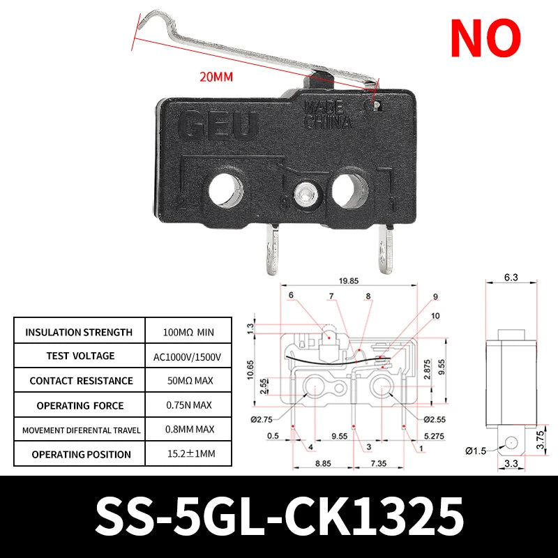 10/50/100Pcs Micro Limit Switch SPDT Snap Action, 5A 250V Mini Switch for Home Appliance, Control Circuit, DIY Projects
