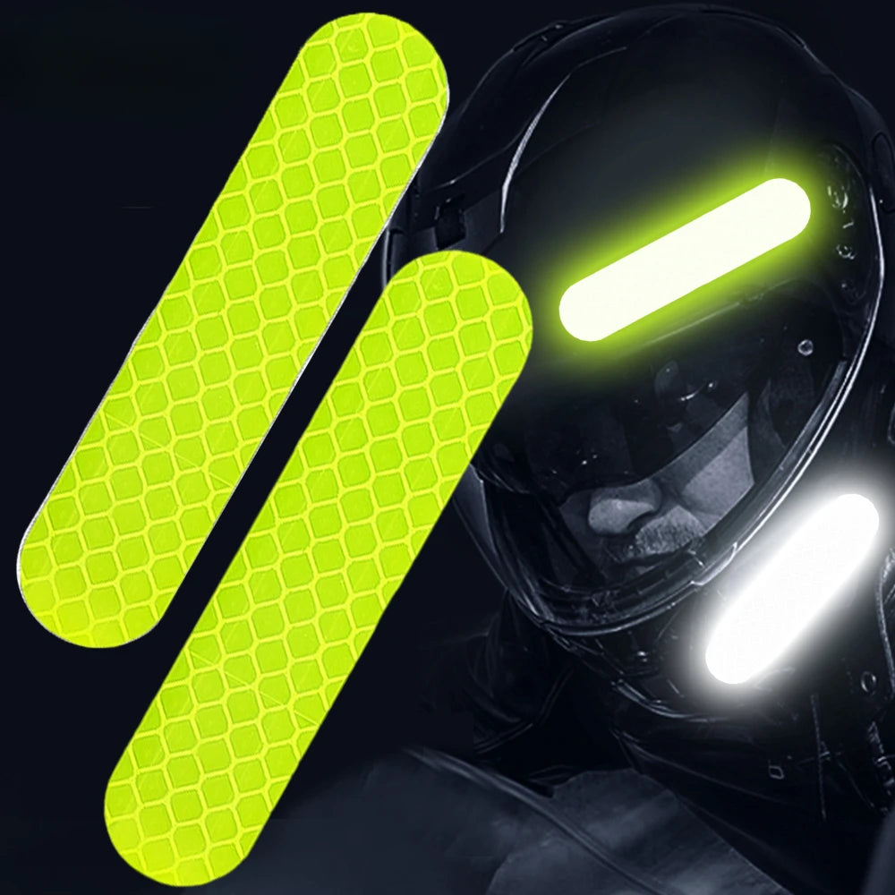 60/10pcs Motorcycle Helmet Reflective Strips Sticker Night Safe Driving Warning Tape General Fluorescent Car Decorative Stickers