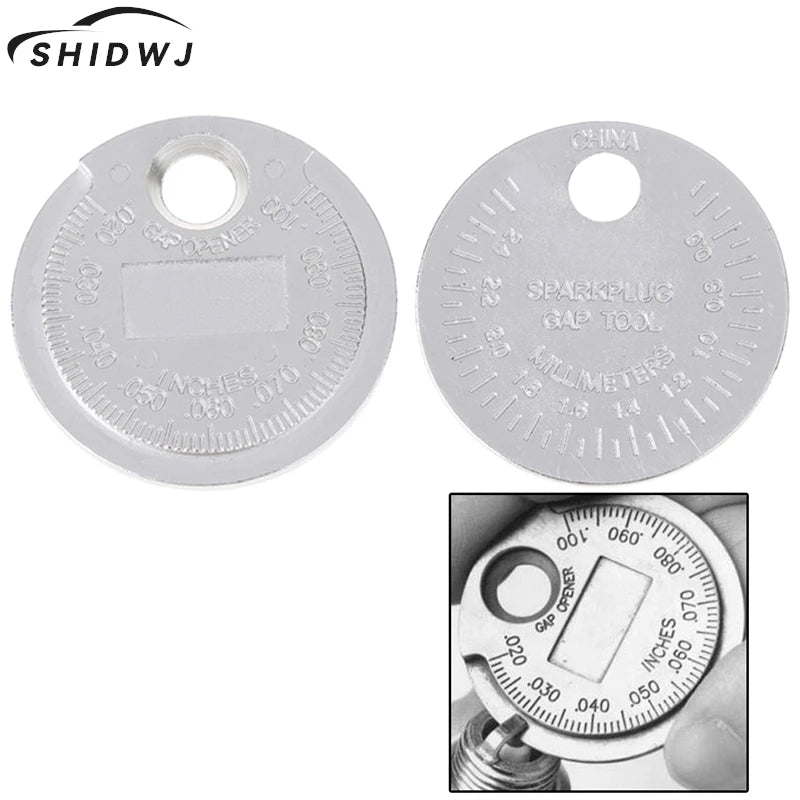 1pc Spark Plug Gap Gauge Tool Measurement Coin-Type 0.6-2.4mm Range Spark Plug Gage Gap Tool Feeler