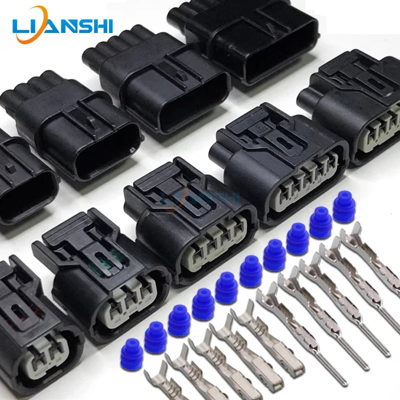 Automotive waterproof connector, two-hole wiring harness connector, 4p turn signal sensor plug, 6-core headlight LED driver plug