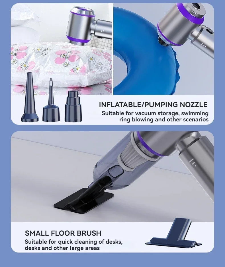 3 In 1 Compressed Air Duster Cordless Dust Blower 6000mAh Rechargeable 290000PA Vacuum Cleaner Electric Air Pump Portable Car