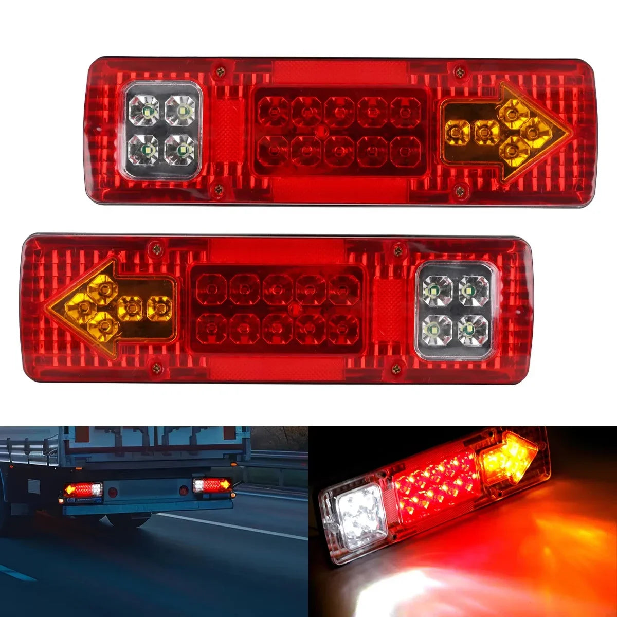 24V Trailer Truck LED Rear Taillight Arrow LED Tail Lamp Boat RV Caravan Van Reversing Night Driving Safety Warning Light Amagi