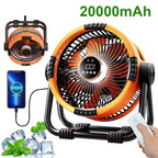Camping Ceiling Fan 20000mAh Rechargeable USB with Power Bank LED Light Hook Air Circulators Wireless Ceiling Motorcycle Amagi