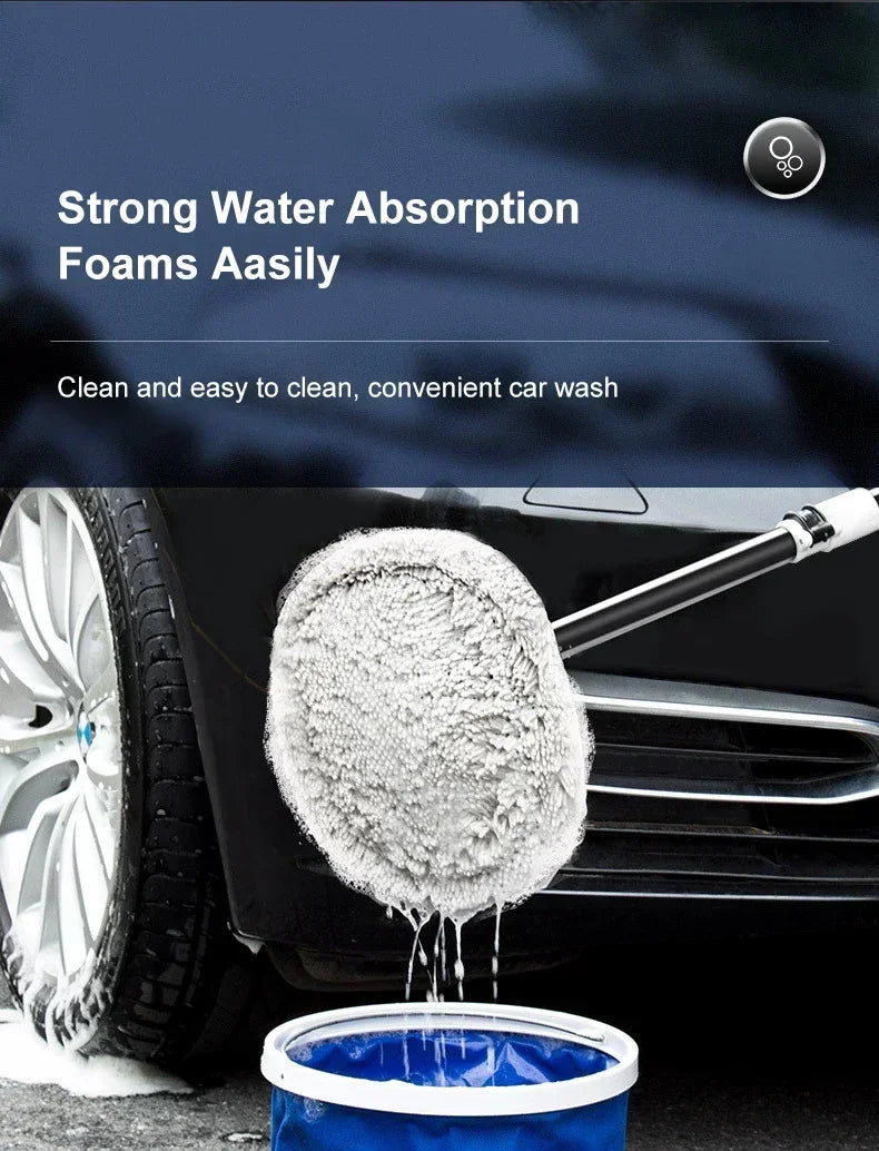 Car Cleaning Brush Mop Kit Wash Brush Chenille Microfiber Car Wash Brush Telescopic Long Handle Cleaning Mop Car Cleaning Amagi