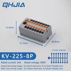 1 in Multiple Out Electrical Splitter Wire Connector Plug-in Terminal Block for Home Light Wiring Guide Rail Junction Box