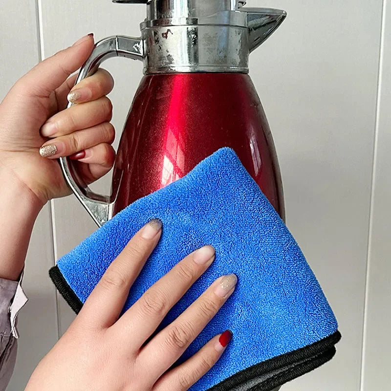 1-5 Pcs Microfiber Car Washing Towel Soft Quick Drying Windows Mirrors Wiping Rags Home Double Layer Cleaning Cloths Amagi