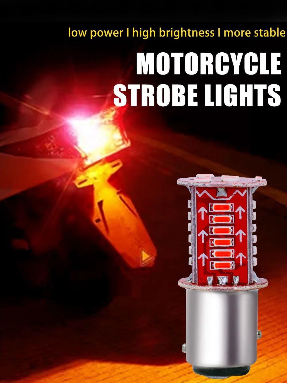Motorcycle Strobe Lights 1157 BAY15D LED Brake Light DRL Flash Reversing Parking Turn Signal Stop Tail Lamp for Auto Motorcycle