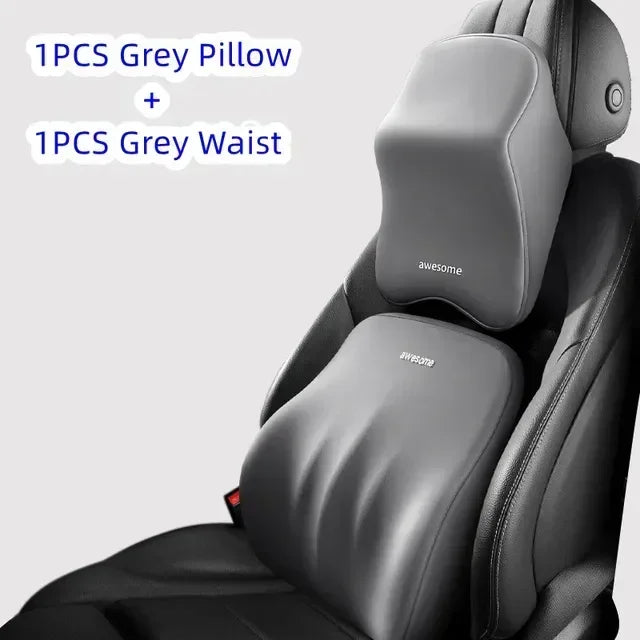 Car Lumbar Back Support Memory Foam Headrest Neck Lumbar Pillow Universal Soft Neck Pillows Seat Cushion Car Interior Accessorie