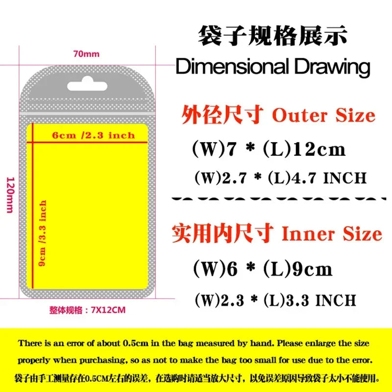 Colorful Laser Ziplock Bag Packaging Bags For Earring Jewelry Display Bags Pouch Gift Packaging Resealable Storage Bag Amagi