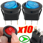 Round Boat Rocker Switch with LED On/Off 3-Pin 2-Position Snap 20A 12V Red LED for Marine Motorcycle Switches DIY Replacement