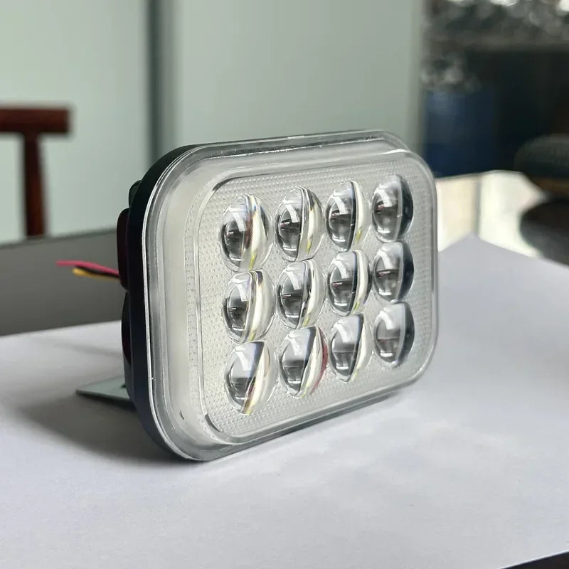 Motorcycle LED Spotlight White Red Blue Flashing Strobe Light High Low Beam DRL External Headlight With Bracket Amagi
