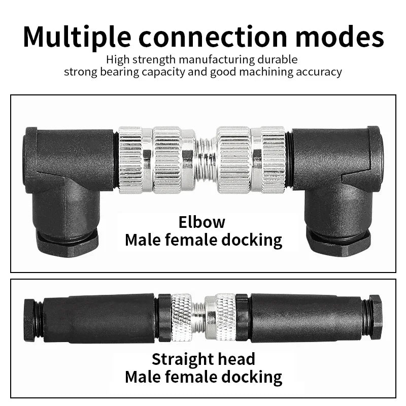 M8 Sensor Connector Panel Back Mount Waterproof Flange Socket Threaded Coupling Male&Female 3Pin 4Pin 5Pin A Type