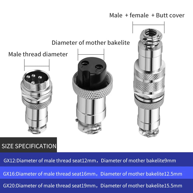 1Set GX20 2/3/4/5/6/7/8/9/10/12/14/15 Pin Male&Female Docking Aviation Plug&Socket Circular Waterproof butt joint Connector