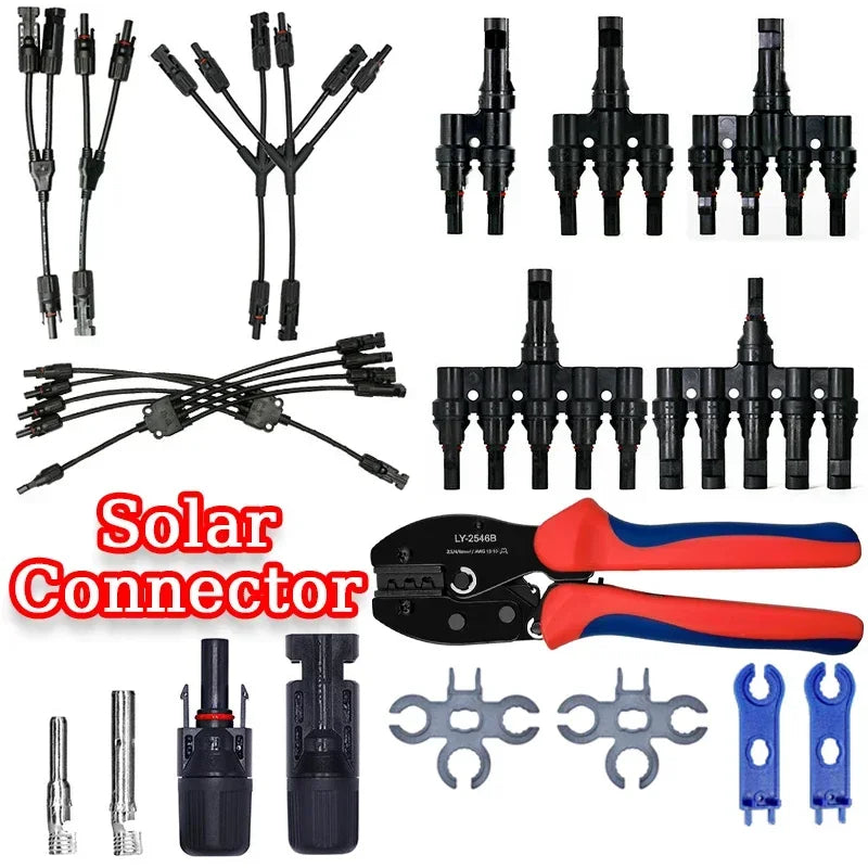 1/5 Sets Photovoltaic Solar PV Connector IP67 Y/T Type 30A 1000V 3-7 Way Branch Kit for PV/MC Cable 2.5/4/6mm² Battery Module