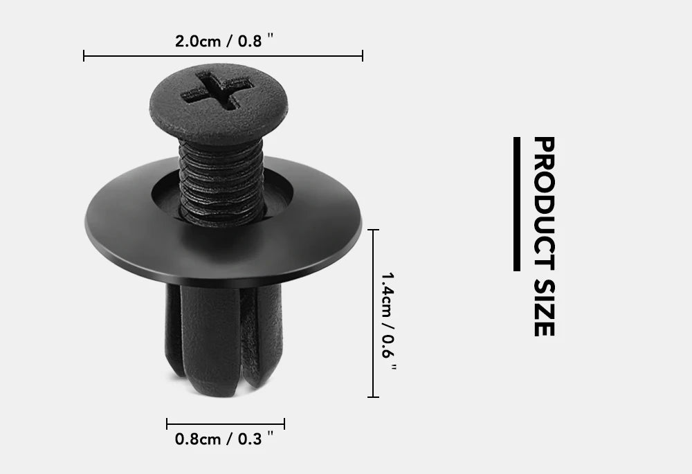 Universal Car 8mm Hole Plastic Rivets 1000/50 Fastener Push Clip Black Bumper Door Trim Panel Retainer Fastener Clip Accessories
