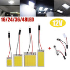 Car Interior Ceiling LED Light Panel 6000K White COB LED Light Panel With Light Adapter For Car Interior Ceiling 16/24/36/48 LED