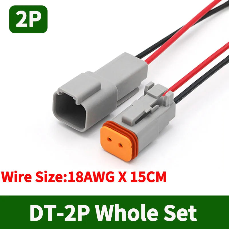 5/10/100 Sets 2 Pin Way Deutsch DT04-2P DT06-2S Waterproof Electrical Wire Connector 16-22 AWG DT Series Connector Male Female