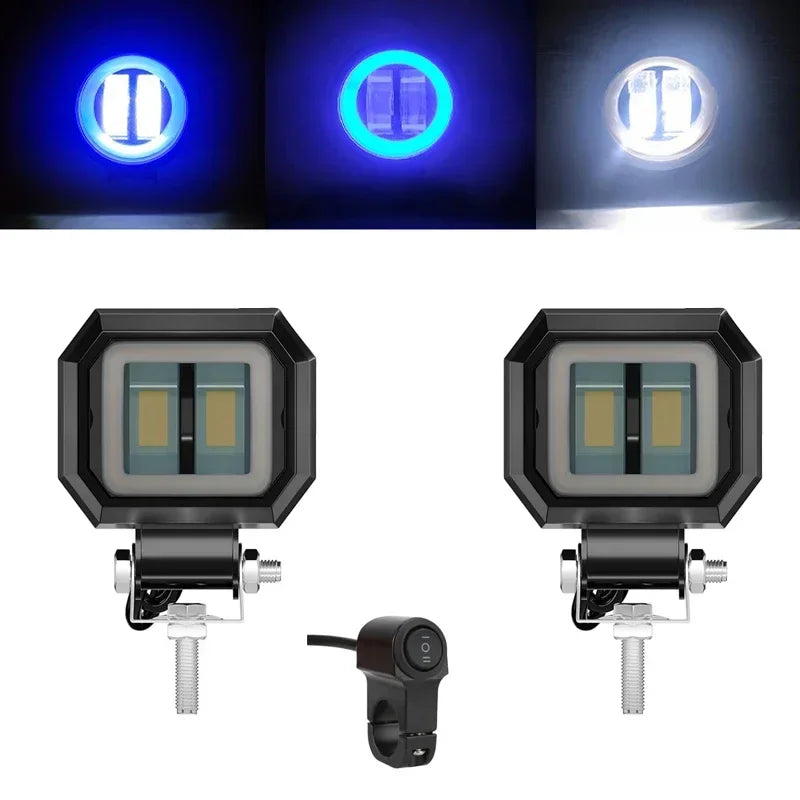 Motorcycle LED Angel Eye Work Light Bar Spot Lamp Offroad Car Boat Truck SUV Pickup 12V 24V Driving Fog Lamp Headlight Amagi
