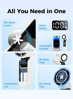 4000mAh Rechargeable Electric Handheld Fan 100 Speeds Adjustable Portable Travel Outdoor Foldable Mini Air Cooling Turbo Amagi