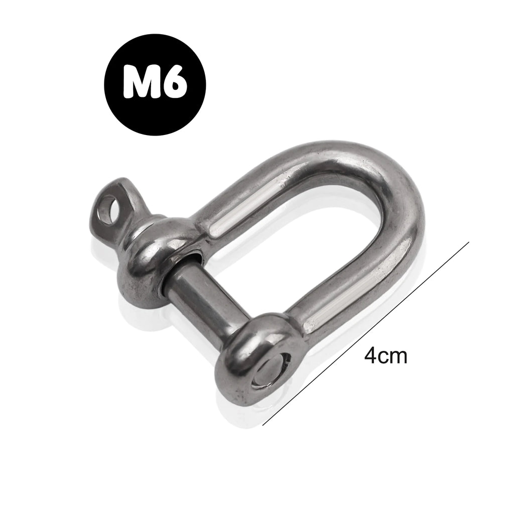 Stainless Steel D Link Shackle Ring Hooks Lifting Shackle Lock Wire Rope Clips D-Type Rigging Shackle Hooks Boat Hardware Tools