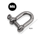 Stainless Steel D Link Shackle Ring Hooks Lifting Shackle Lock Wire Rope Clips D-Type Rigging Shackle Hooks Boat Hardware Tools