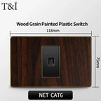 118-Type Retro Wood Grain Wall Plate – Black Plastic Spray-Painted Decorative Panel for Italy Standard Switch & Socket